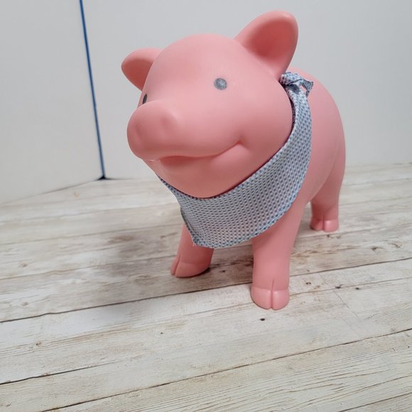 Schylling Rubber Piggy Bank with‎ blue white bandana and plug - Picture 6 of 16